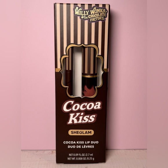 SHEGLAM Willy Wonka Cocoa Kiss Lip Duo (Cookies N' Milk) NIB 2.7 ml/0.09 fl oz - Picture 1 of 7